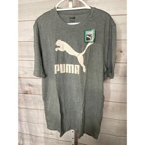 Brand New Puma Mens Size Large Tall Essentials Grey Big Cat T-Shirt Short Sleeve